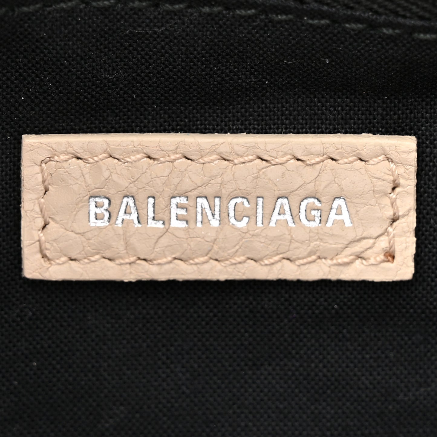 Agneau Classic Silver Hardware Mini City Logo Strap Light Beige Black