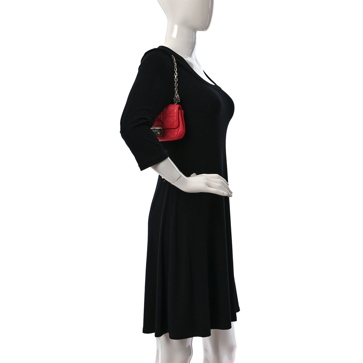 Lambskin Cannage Mini Miss Dior Promenade Pouch Corail