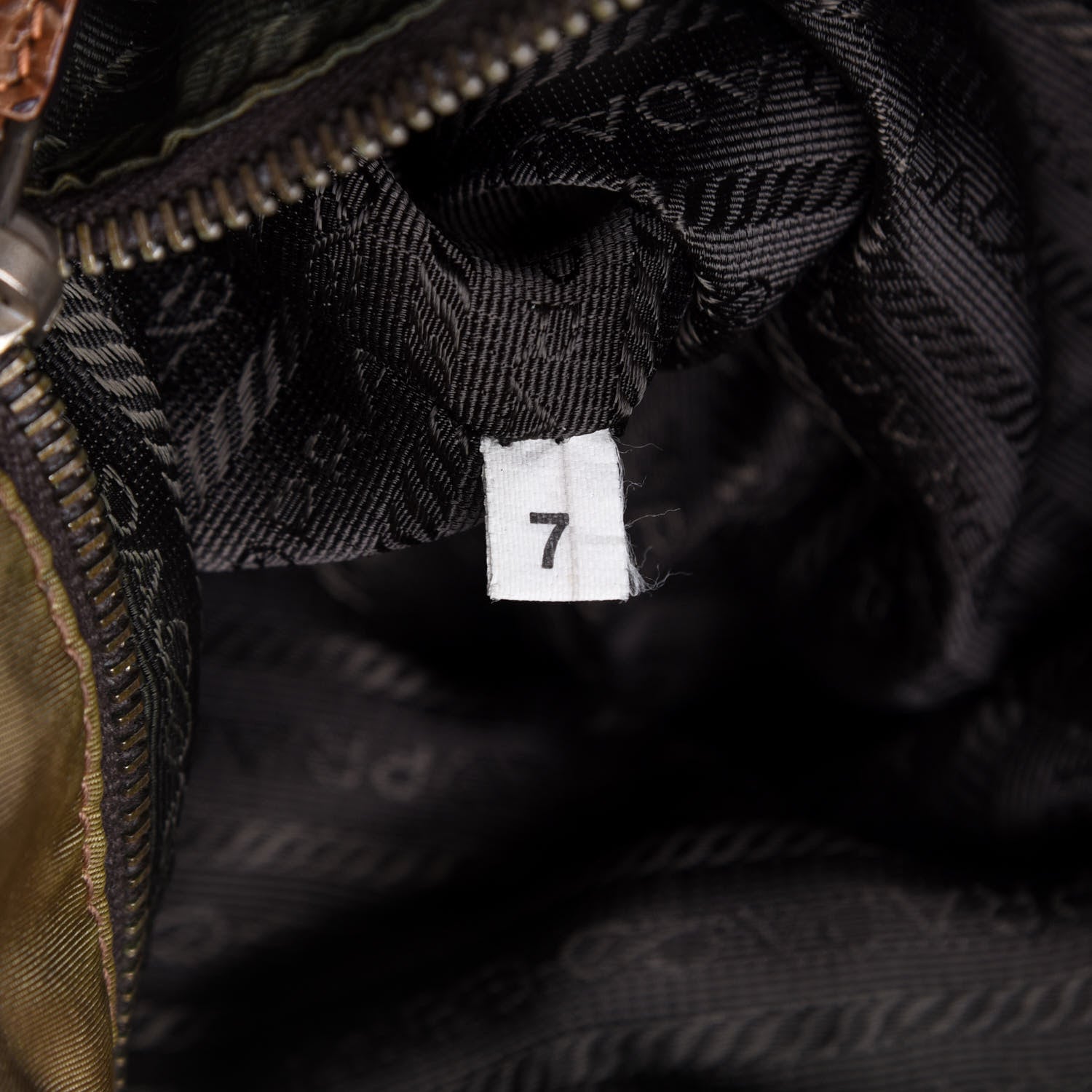 Prada Tessuto Nylon Faux Croc Tote Brown 9 of 10