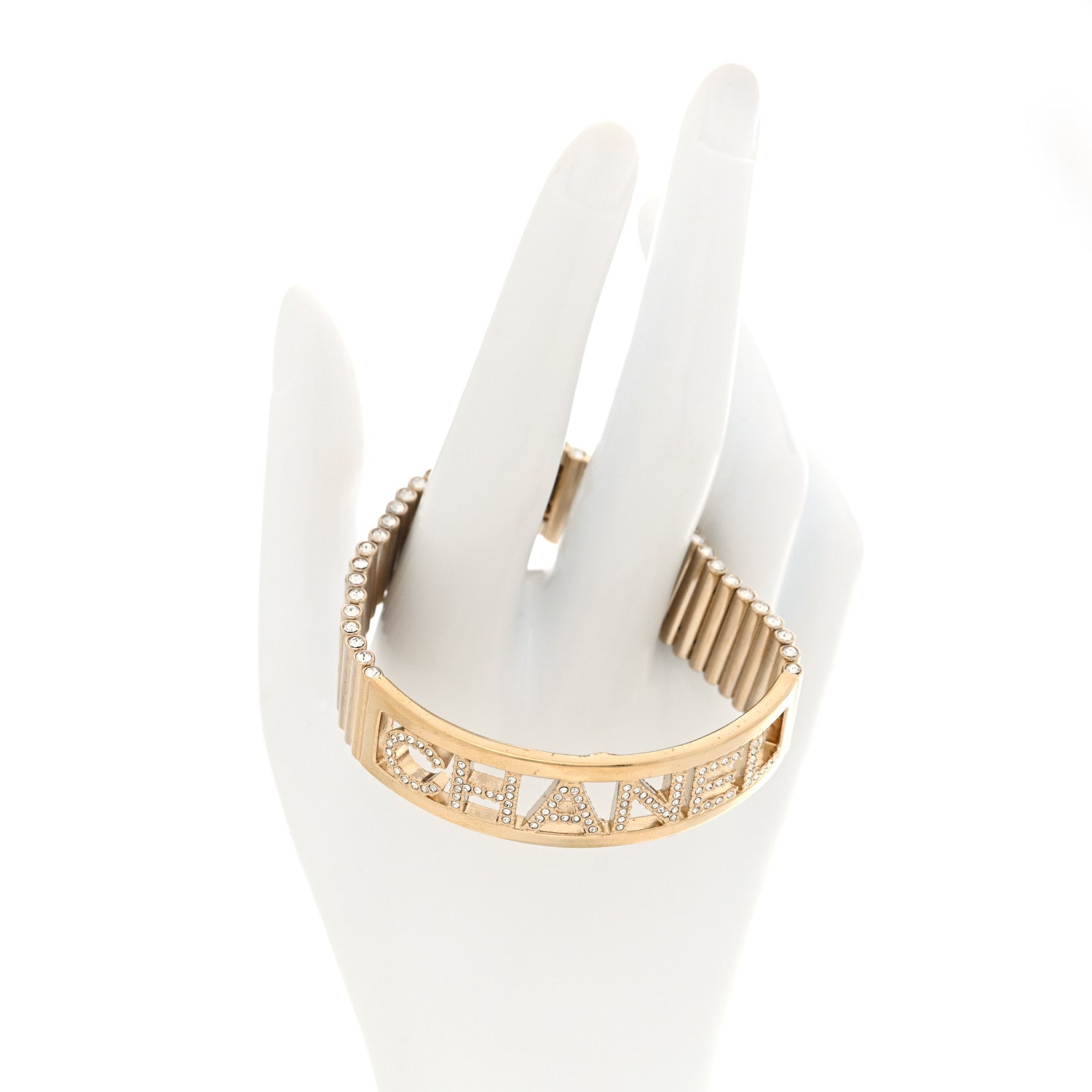 Chanel Crystal CC Logo Bracelet M Gold 2 of 4
