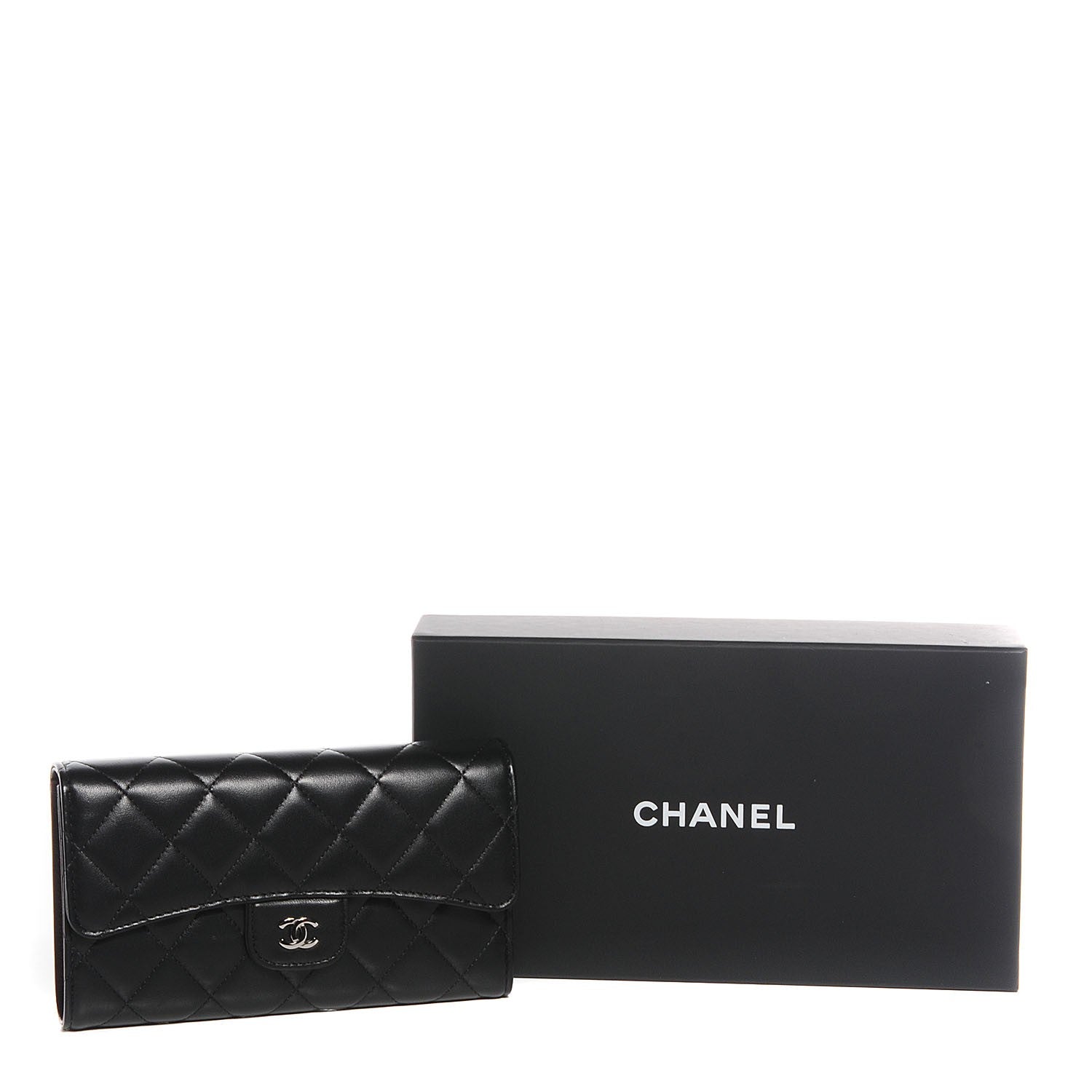 Chanel Lambskin Quilted Large Flap Wallet Black 8 of 8