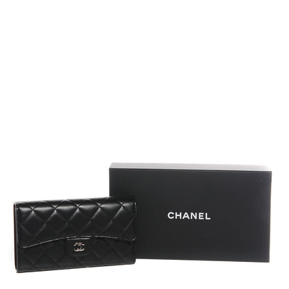 Chanel Lambskin Quilted Large Flap Wallet Black 8 of 8