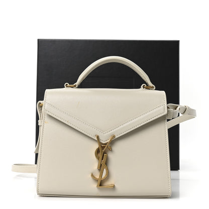 Saint Laurent Grain de Poudre Mini Classic Monogram Cassandra Top Handle Vintage White 11 of 11