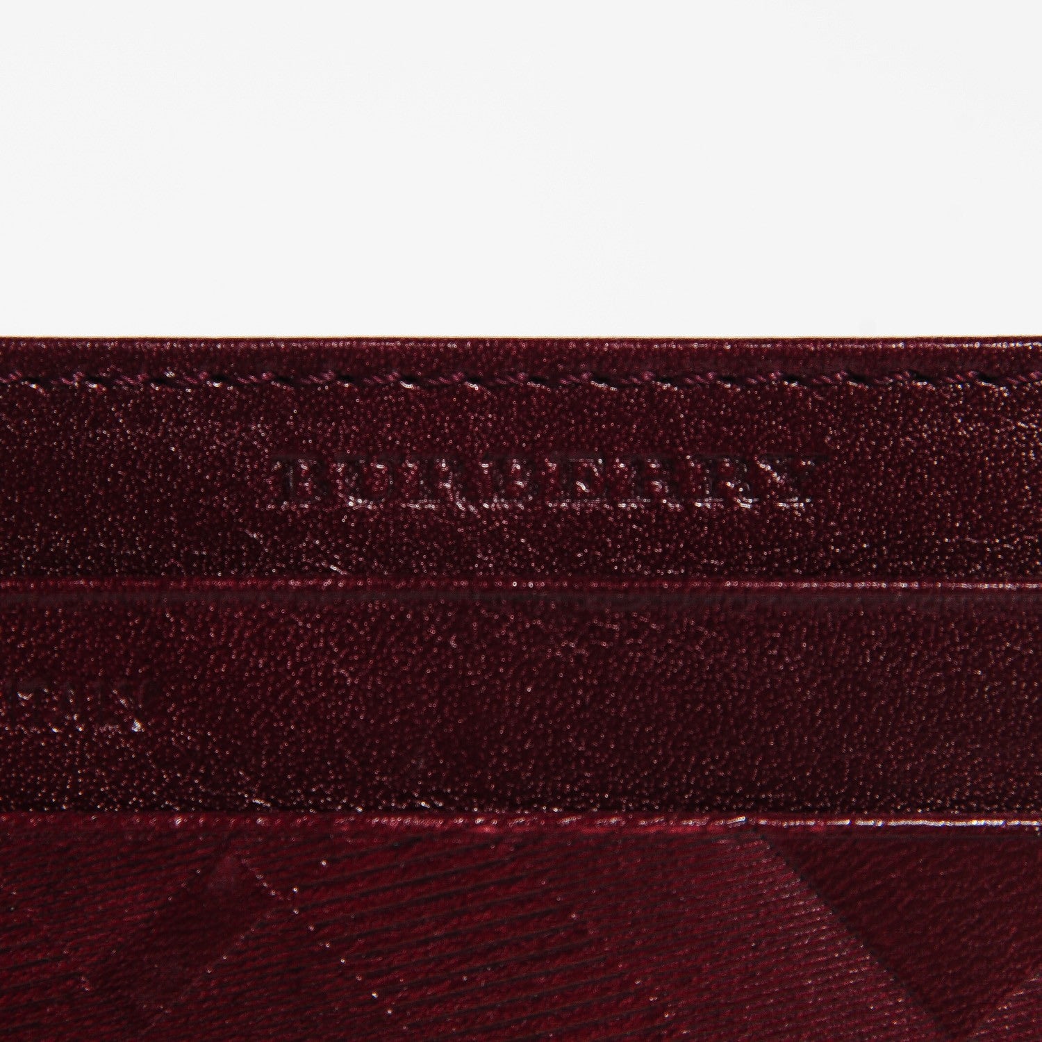 Burberry Check Embossed Leather Credit Card Case Dark Cherry 5 of 9