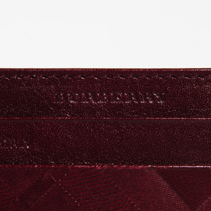 Burberry Check Embossed Leather Credit Card Case Dark Cherry 5 of 9