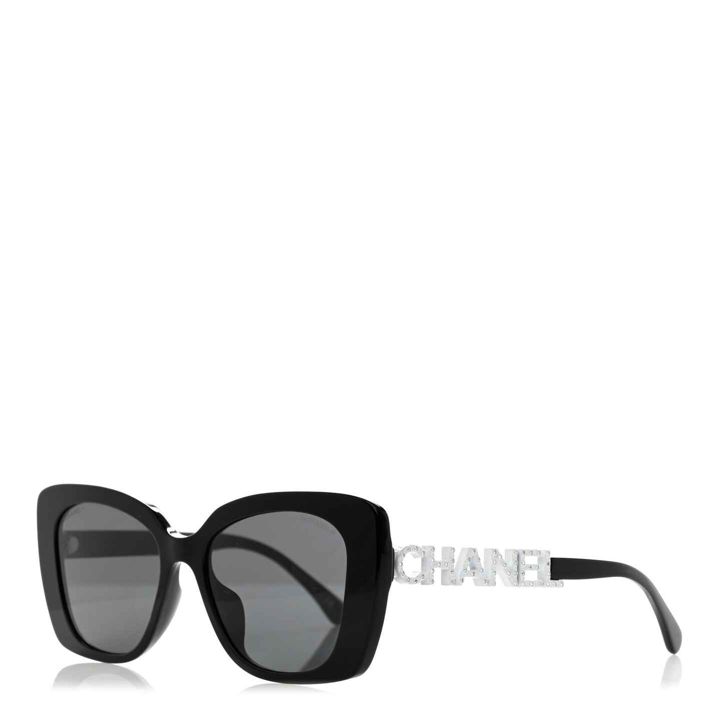 Acetate Strass Polarized Square Sunglasses 5422-B-A Black White