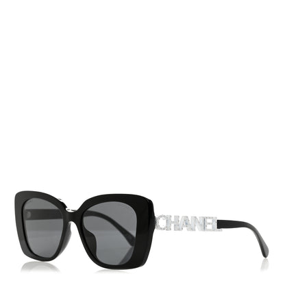 Chanel Acetate Strass Polarized Square Sunglasses 5422-B-A Black White 1 of 8