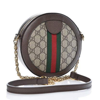 Gucci GG Supreme Monogram Web Mini Ophidia Round Shoulder Bag Brown 3 of 7
