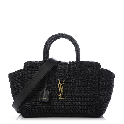 Saint Laurent Raffia Baby Monogram Downtown Cabas Black 1 of 9
