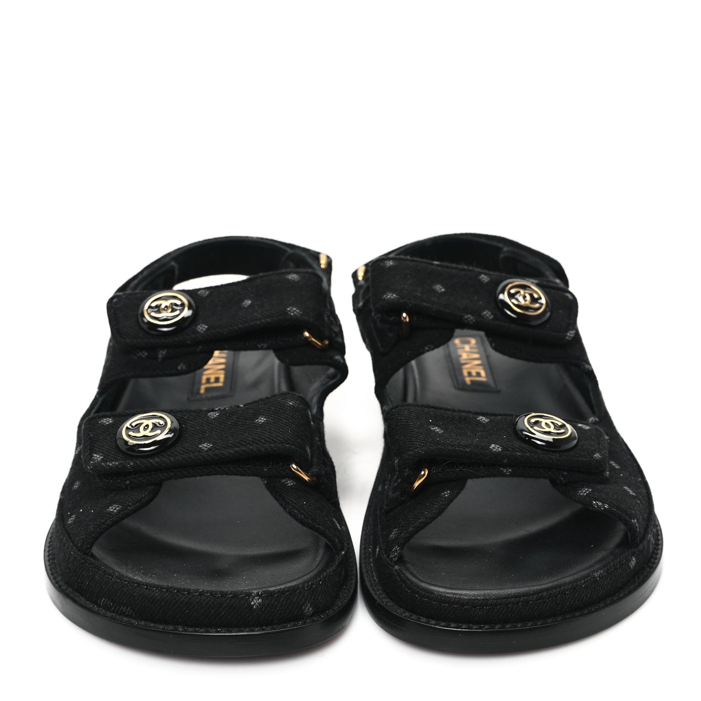 Denim Printed Dad Sandals 38.5 Black