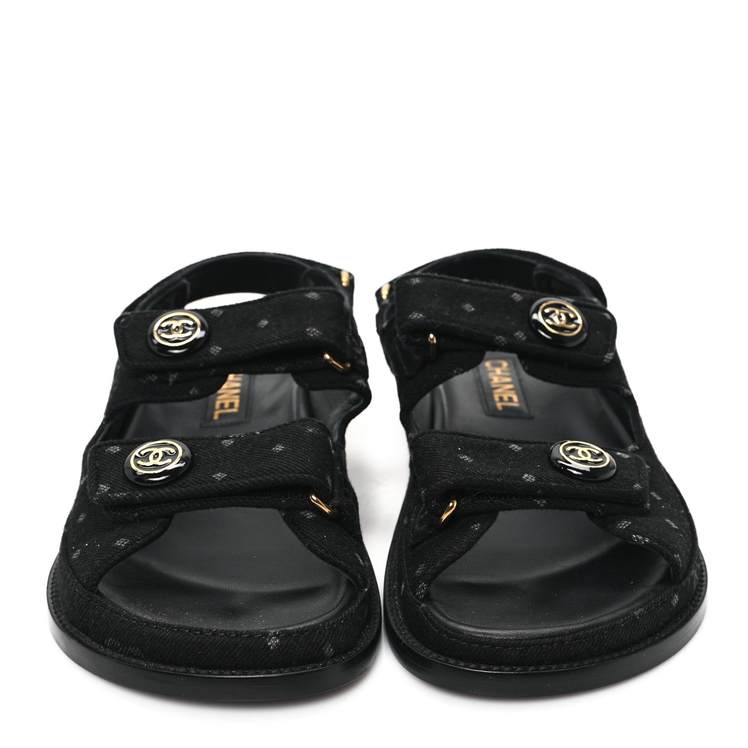 Chanel Denim Printed Dad Sandals 38.5 Black 3 of 11