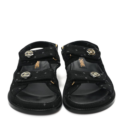 Chanel Denim Printed Dad Sandals 38.5 Black 3 of 11