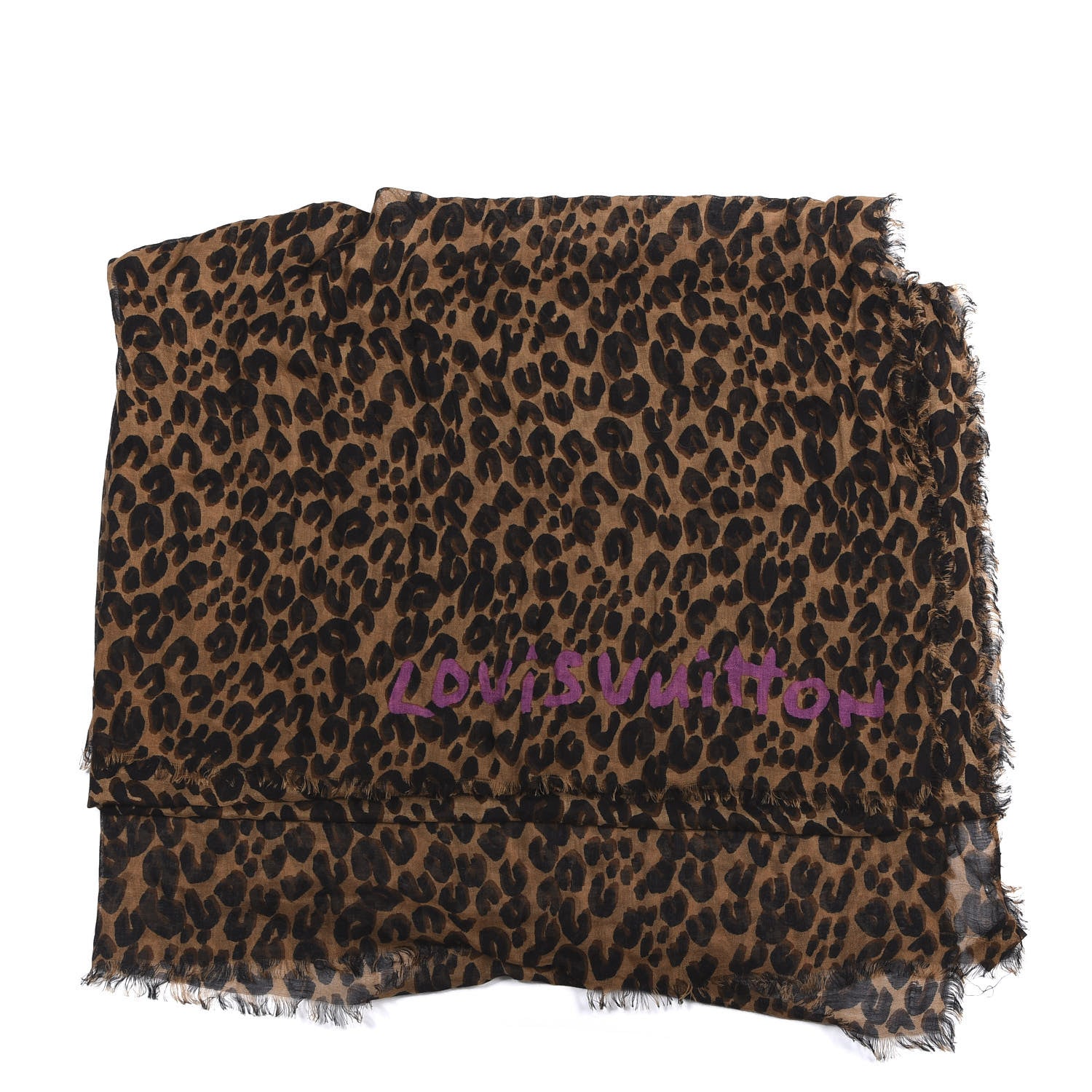 Louis Vuitton Cashmere Silk Leopard Etole Stole Marron 2 of 4