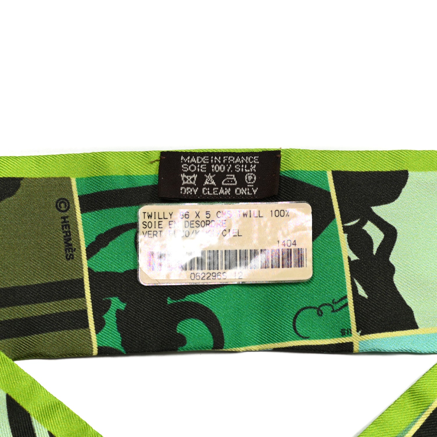 Hermes Silk Soie en Desordre Twilly Vert Fluo Kaki Ciel 4 of 4