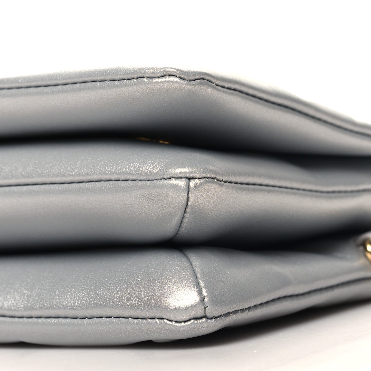 Metallic Lambskin Embossed Monogram Pochette Coussin Silver