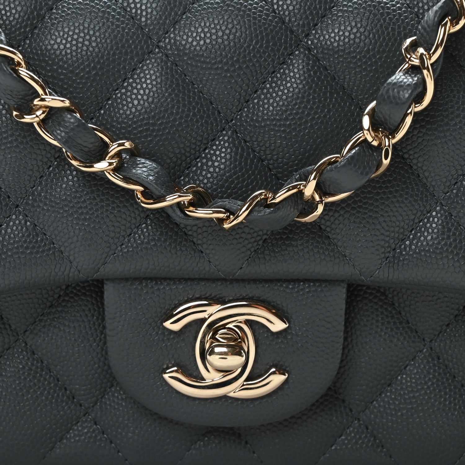 Chanel Caviar Quilted Mini Rectangular Flap Dark Grey 8 of 10