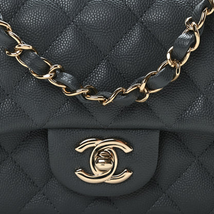 Chanel Caviar Quilted Mini Rectangular Flap Dark Grey 8 of 10