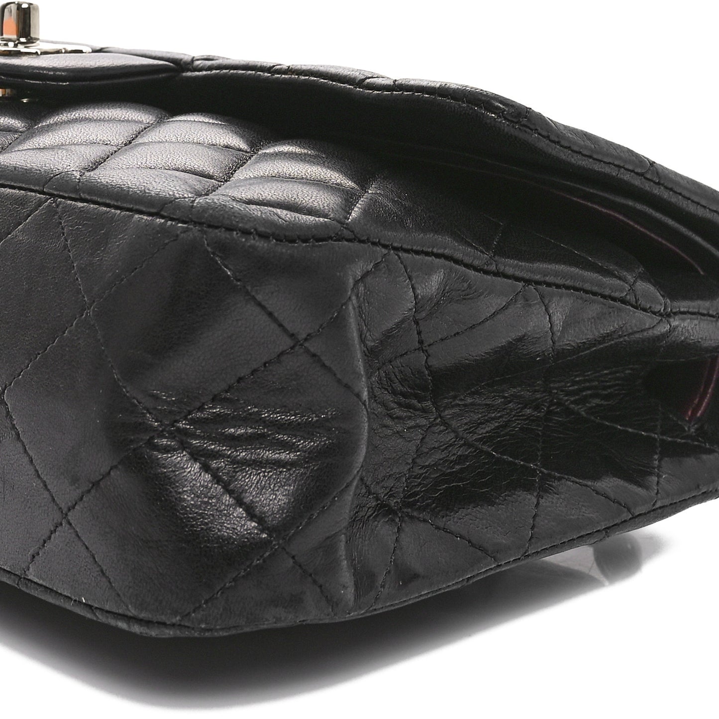 Lambskin Quilted Medium Double Flap Black