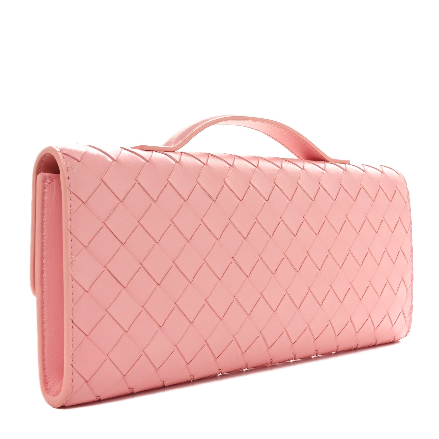 Nappa Intrecciato Long Andiamo Top Handle Clutch Rose