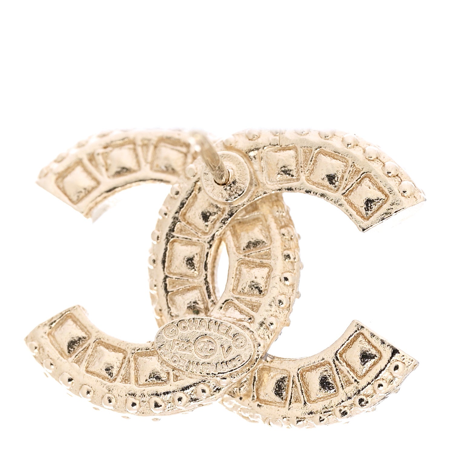 Chanel Crystal Timeless CC Earrings Light Gold 4 of 5