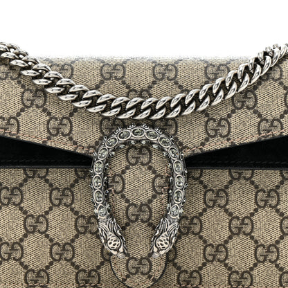 Gucci GG Supreme Monogram Suede Crystal Small Dionysus Shoulder Bag Beige Ebony Black 8 of 15