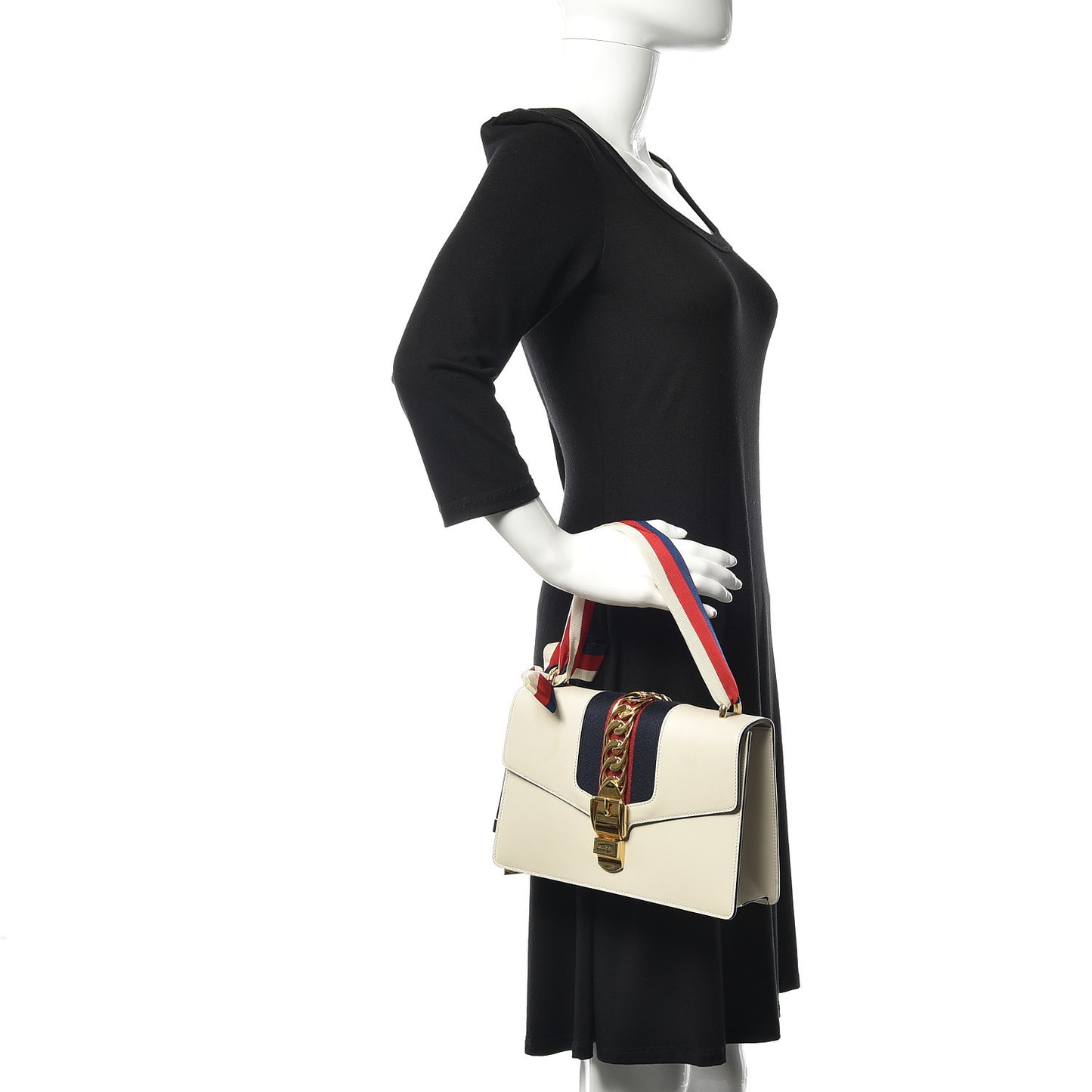 Calfskin Small Sylvie Shoulder Bag Off White