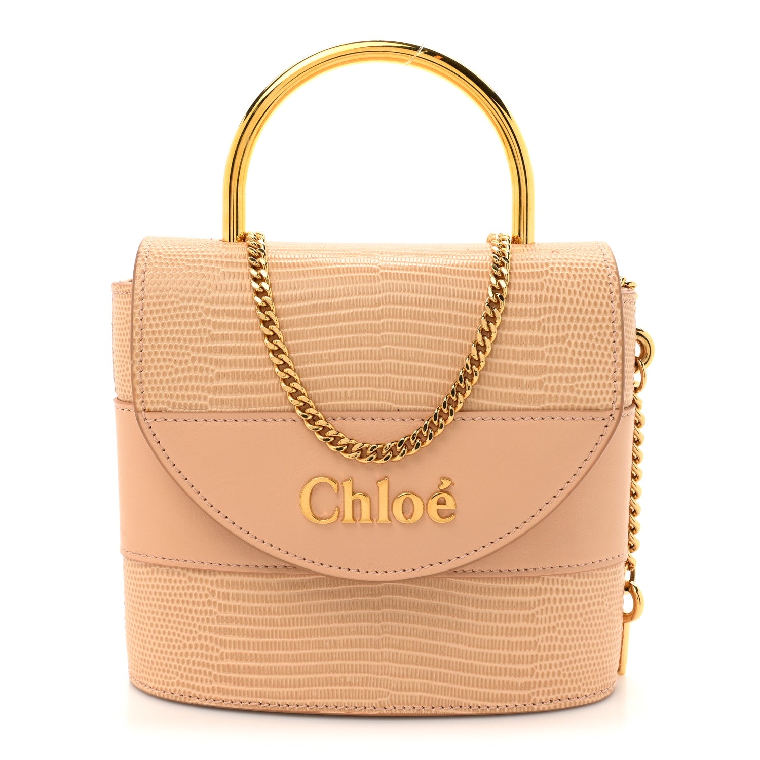 Chloe Calfskin Lizard Embossed Small Aby Lock Delicate Pink 1 of 10