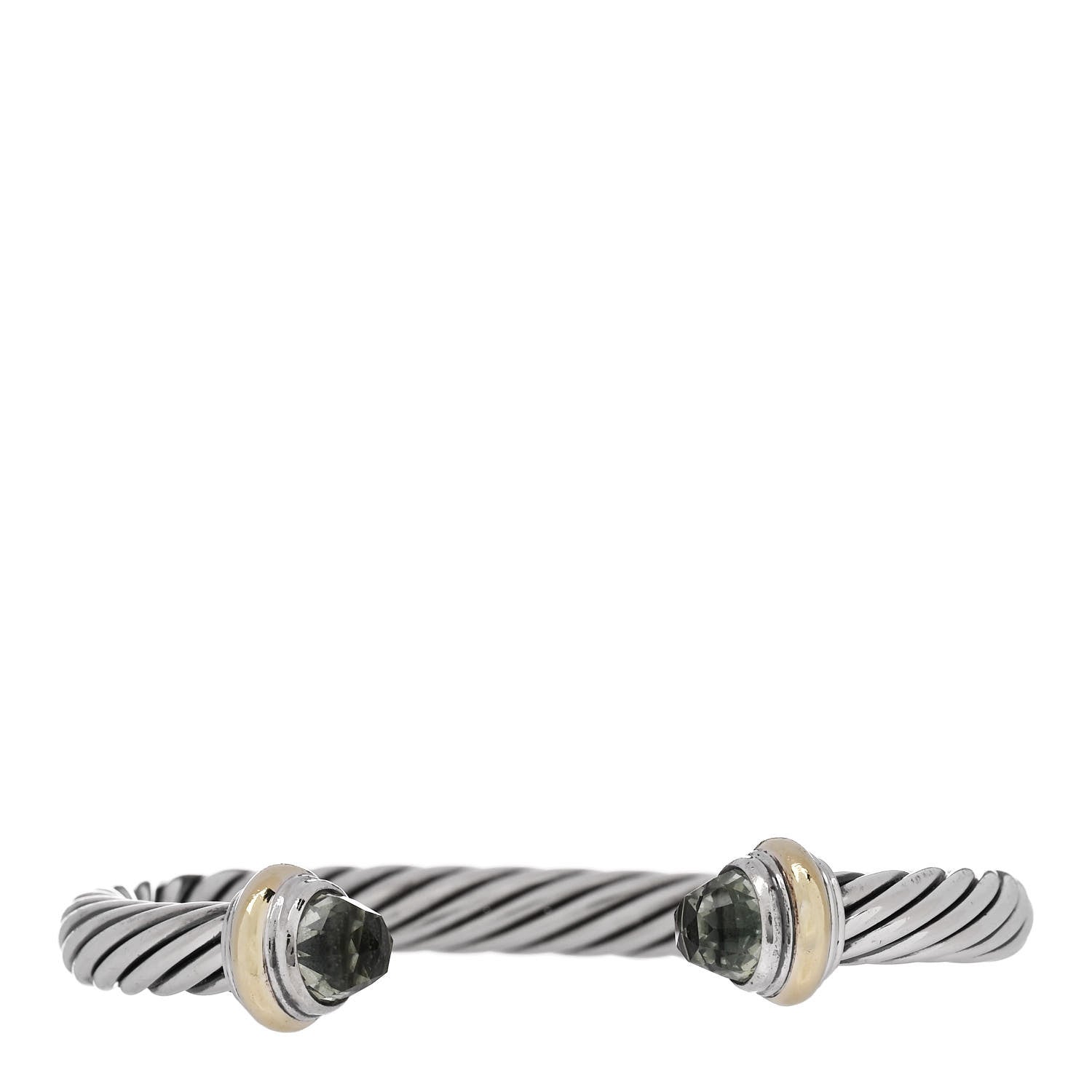 David Yurman Sterling Silver 14K Yellow Gold Prasiolite 7mm Cable Classics Bracelet 1 of 3