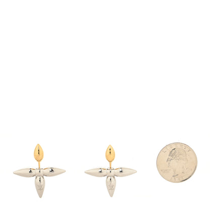 Louis Vuitton Metal Louisette Earrings Silver Gold 2 of 3