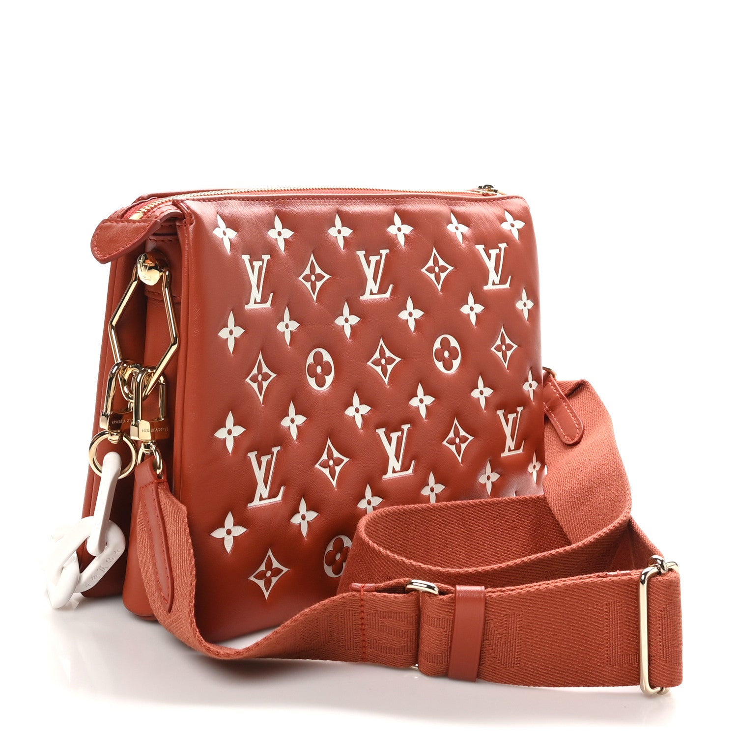 Louis Vuitton Lambskin Embossed Monogram Coussin PM Terracotta Brown 2 of 10