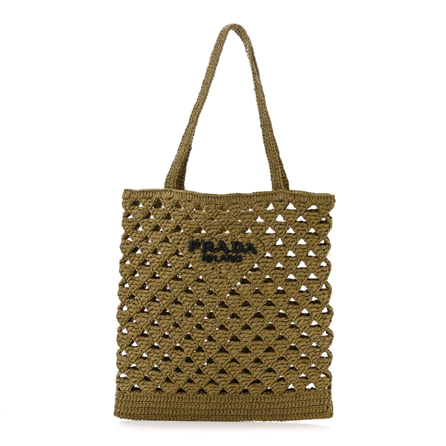 Yarn Raffia Effect Embroidered Logo Tote Oliva