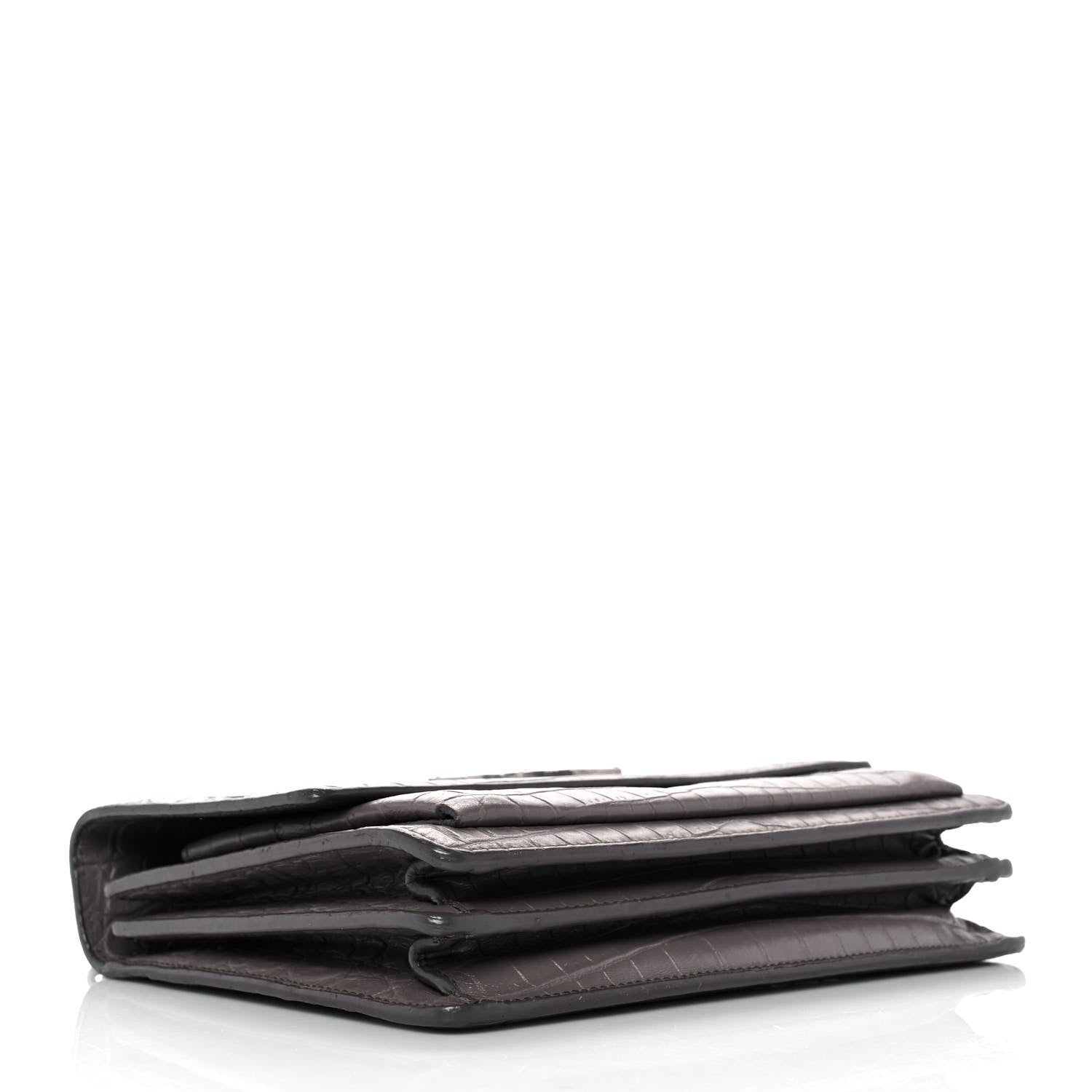 Saint Laurent Calfskin Crocodile Embossed Medium Monogram Sunset Fog 3 of 9