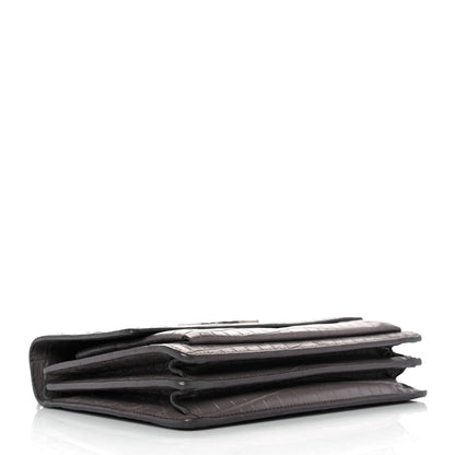 Saint Laurent Calfskin Crocodile Embossed Medium Monogram Sunset Fog 3 of 9