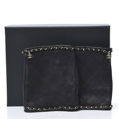 Chanel Lambskin Fingerless Chain CC Gloves 7.5 Black 6 of 6