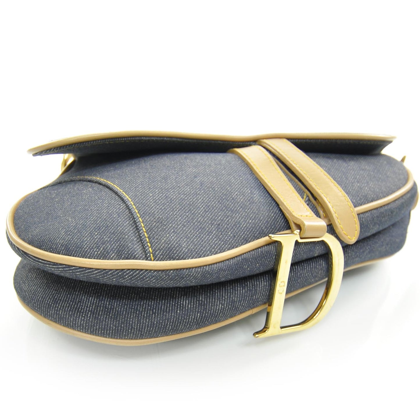 Denim Calfskin Saddle Bag Blue
