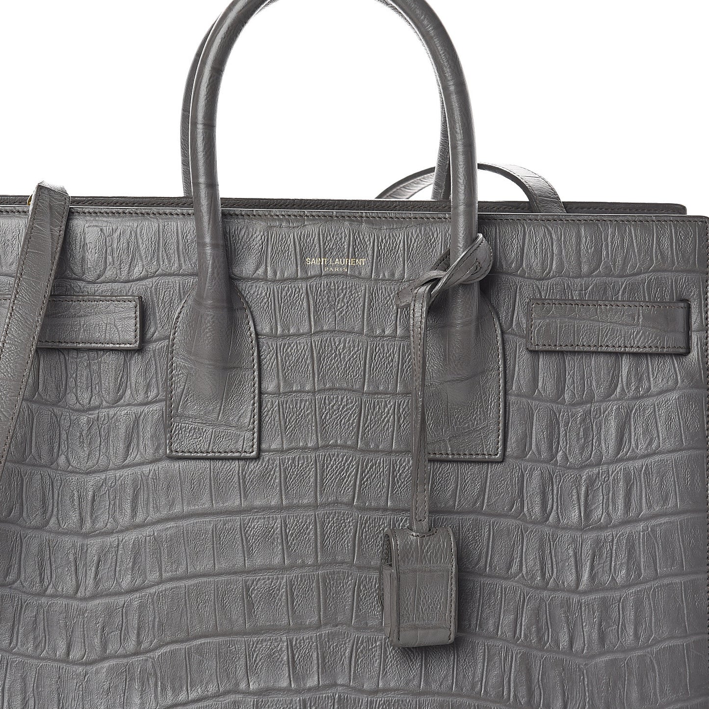 Calfskin Crocodile Embossed Small Sac De Jour Fog