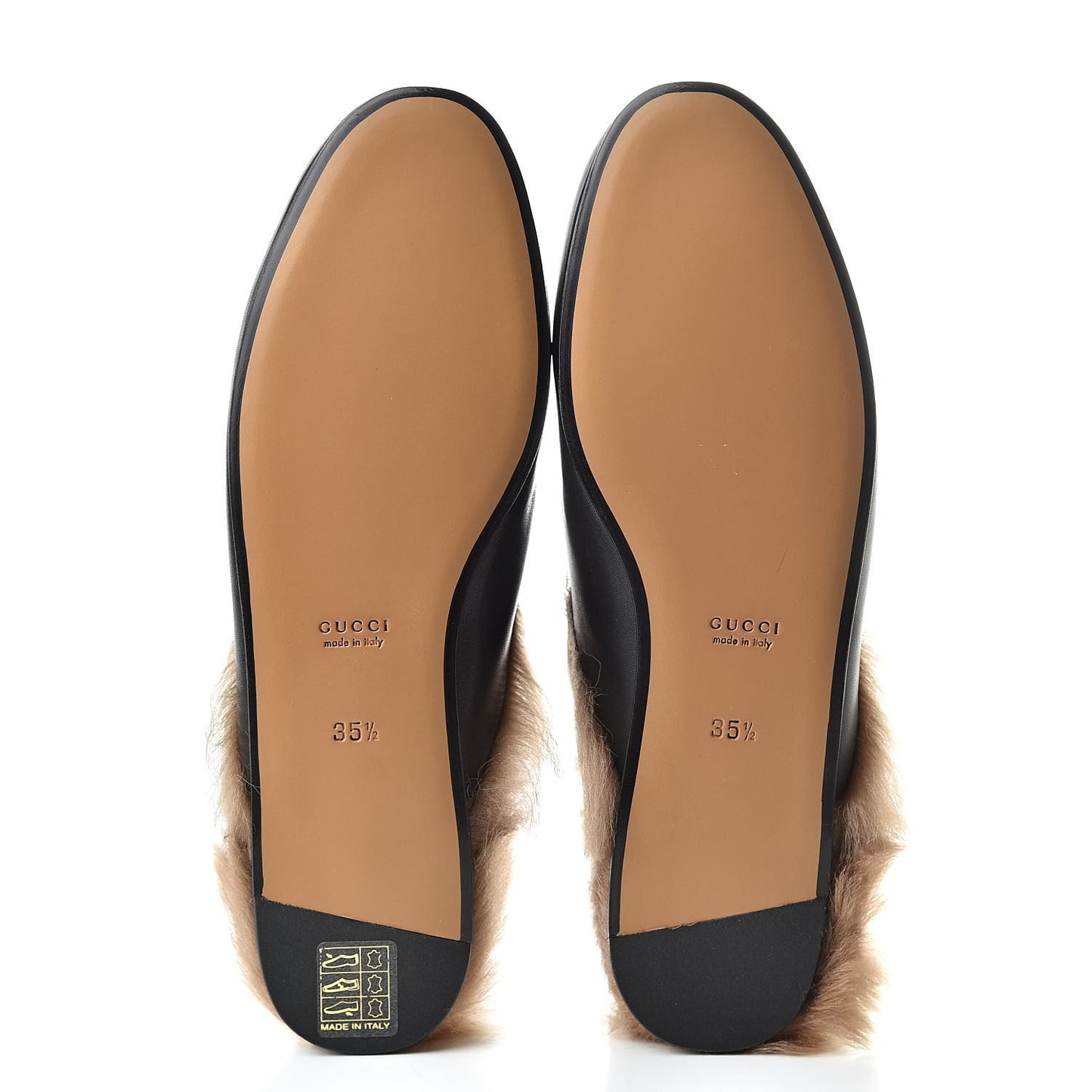Calfskin Fur Tiger Embroidered Womens Princetown Slippers 35.5 Black