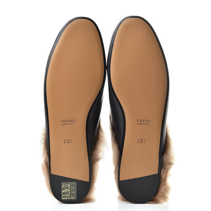 Gucci Calfskin Fur Tiger Embroidered Womens Princetown Slippers 35.5 Black 6 of 9