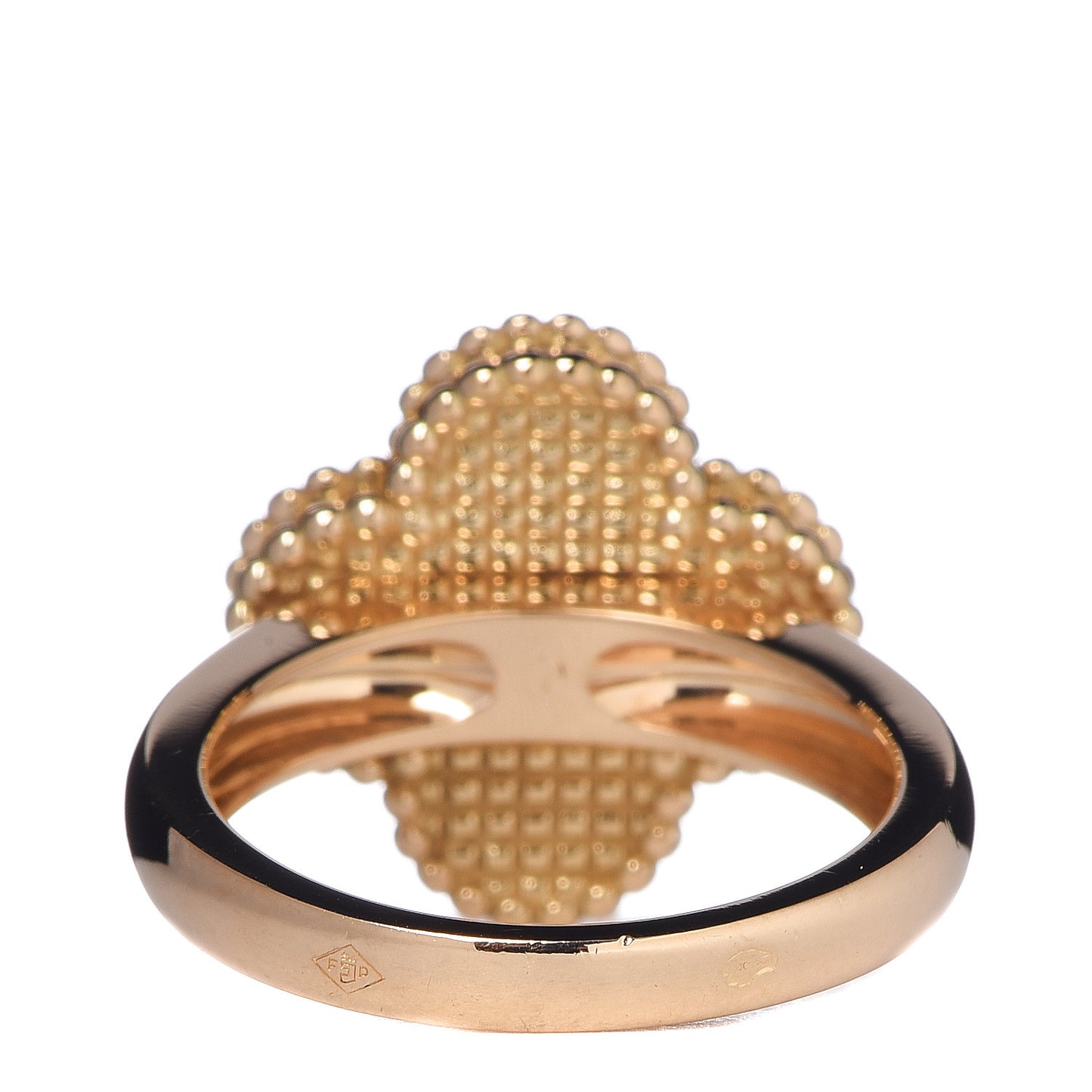 18K Yellow Gold Diamond Mother of Pearl Vintage Alhambra Ring 48 4.5
