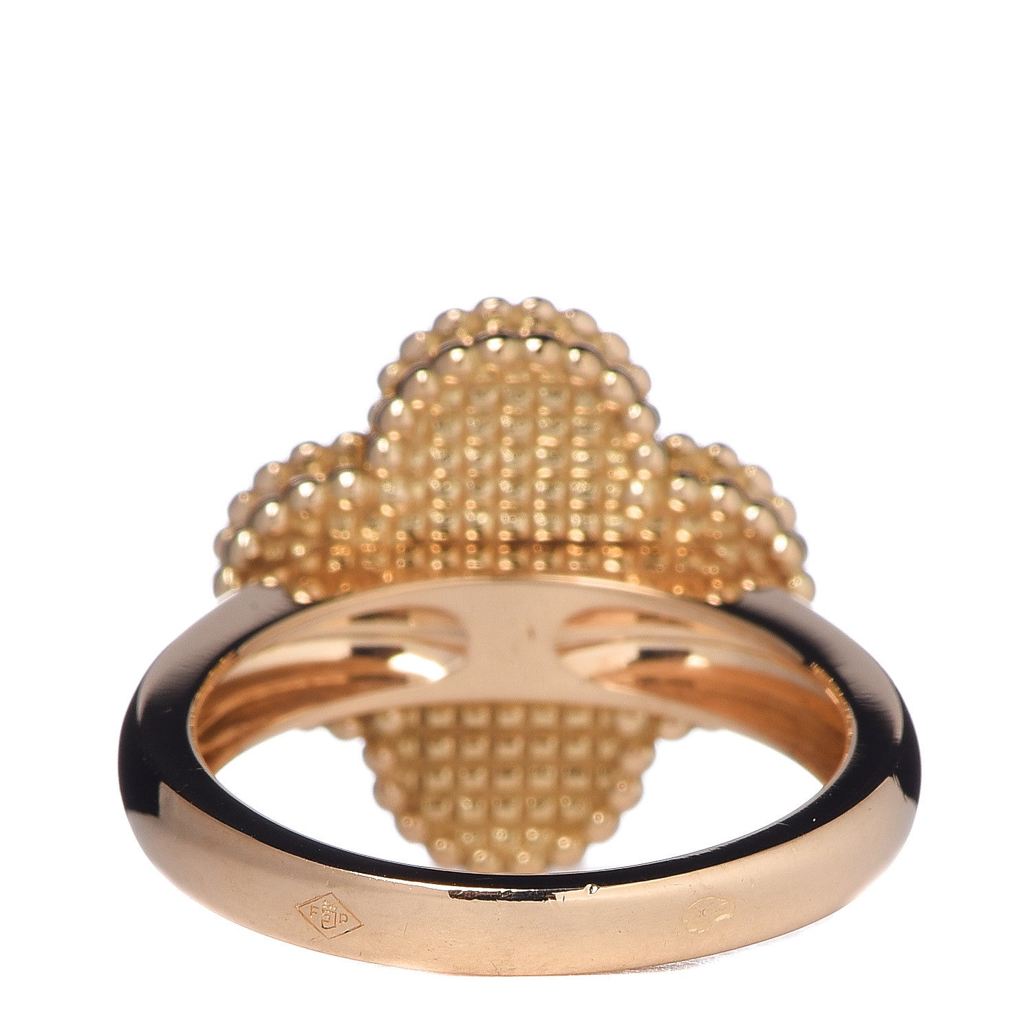 Van Cleef & Arpels 18K Yellow Gold Diamond Mother of Pearl Vintage Alhambra Ring 48 4.5 4 of 5