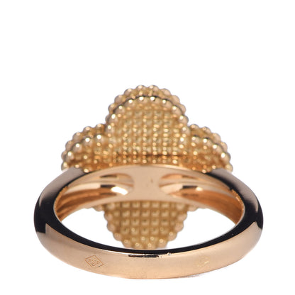 Van Cleef & Arpels 18K Yellow Gold Diamond Mother of Pearl Vintage Alhambra Ring 48 4.5 4 of 5
