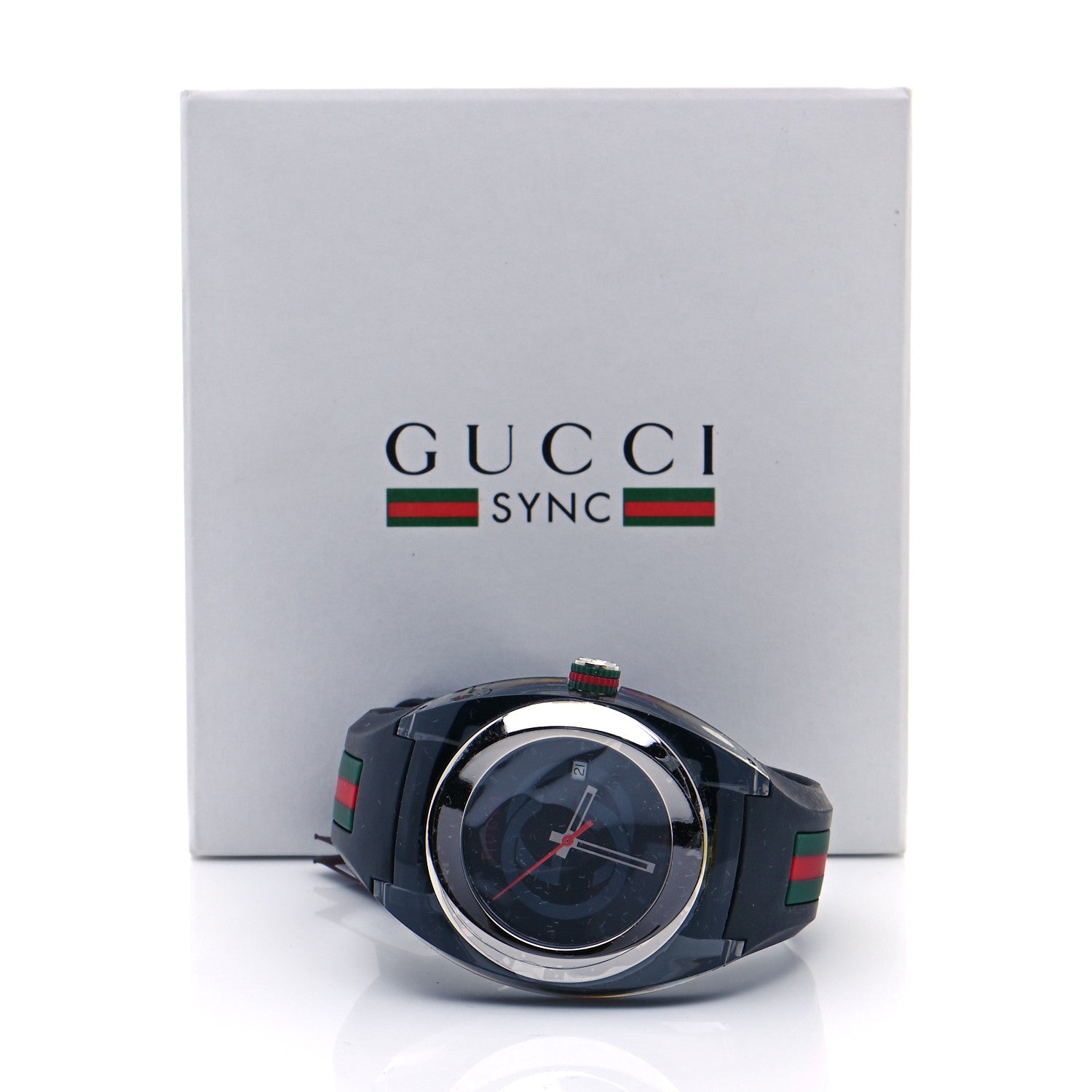 Gucci Stainless Steel Rubber 46mm Sync Web Quartz Watch Black 7 of 7