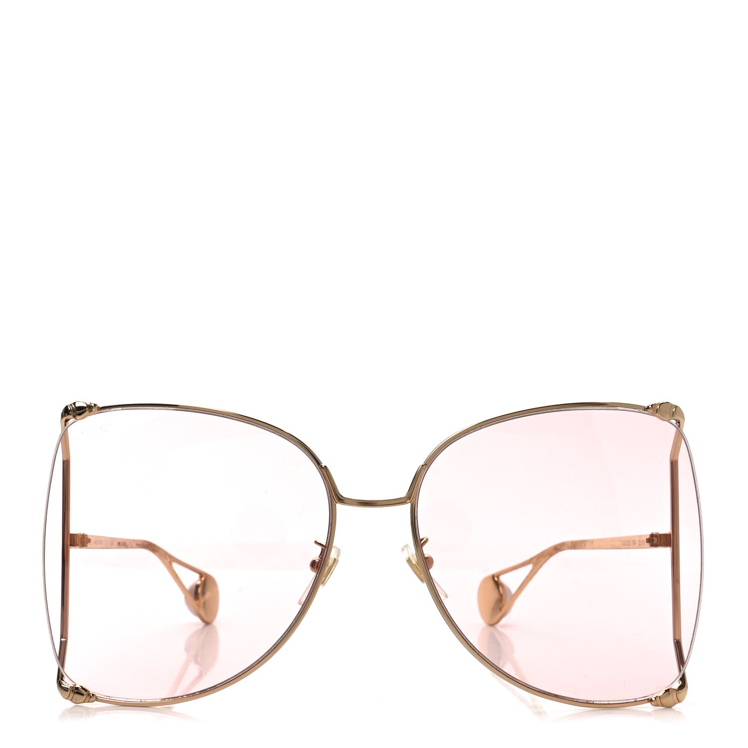 Gucci Metal Oversized Round Sunglasses GG0252S Gold Pink 2 of 7