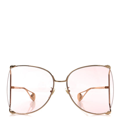 Gucci Metal Oversized Round Sunglasses GG0252S Gold Pink 2 of 7