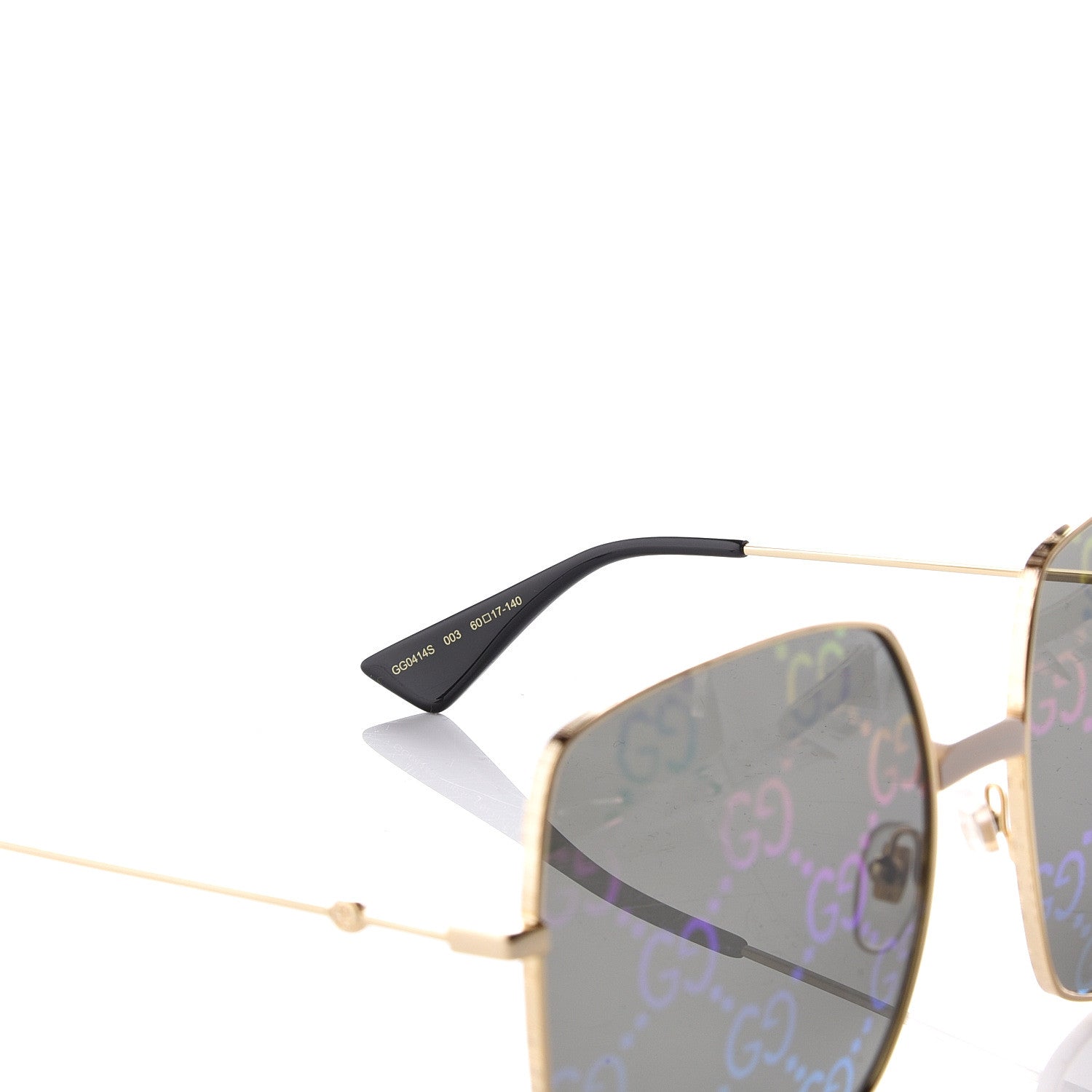 Gucci Rectangular Frame Sunglasses GG0414S Black 6 of 8