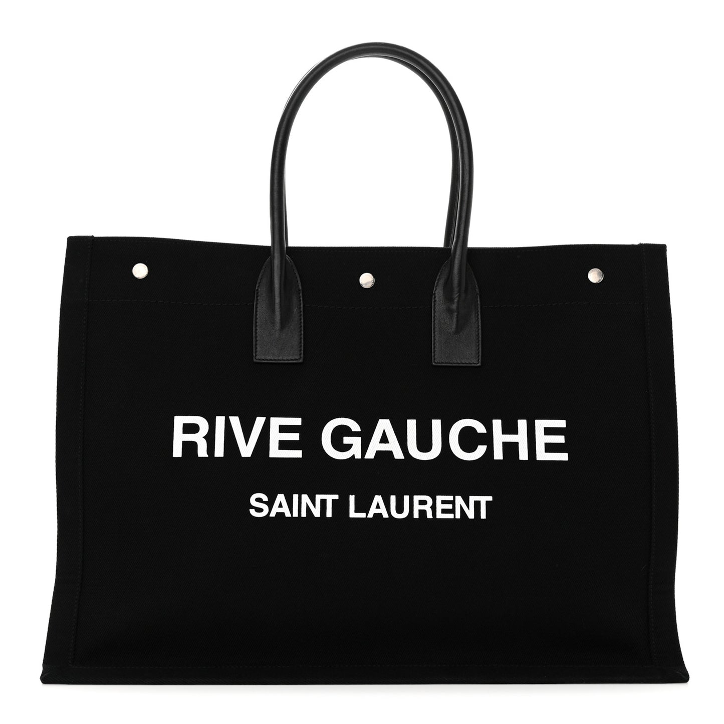 Linen Calfskin Rive Gauche Tote Black