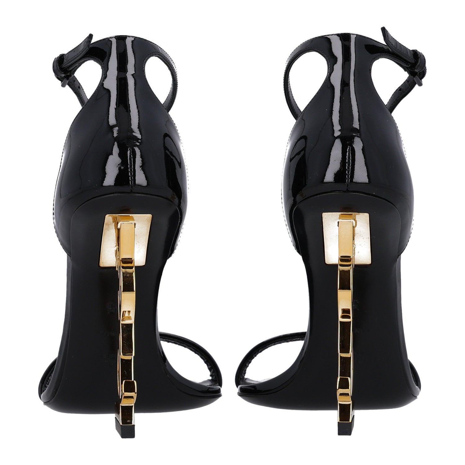 Saint Laurent Patent Calfskin Opyum 110 Sandals 35 Black Gold 8 of 11