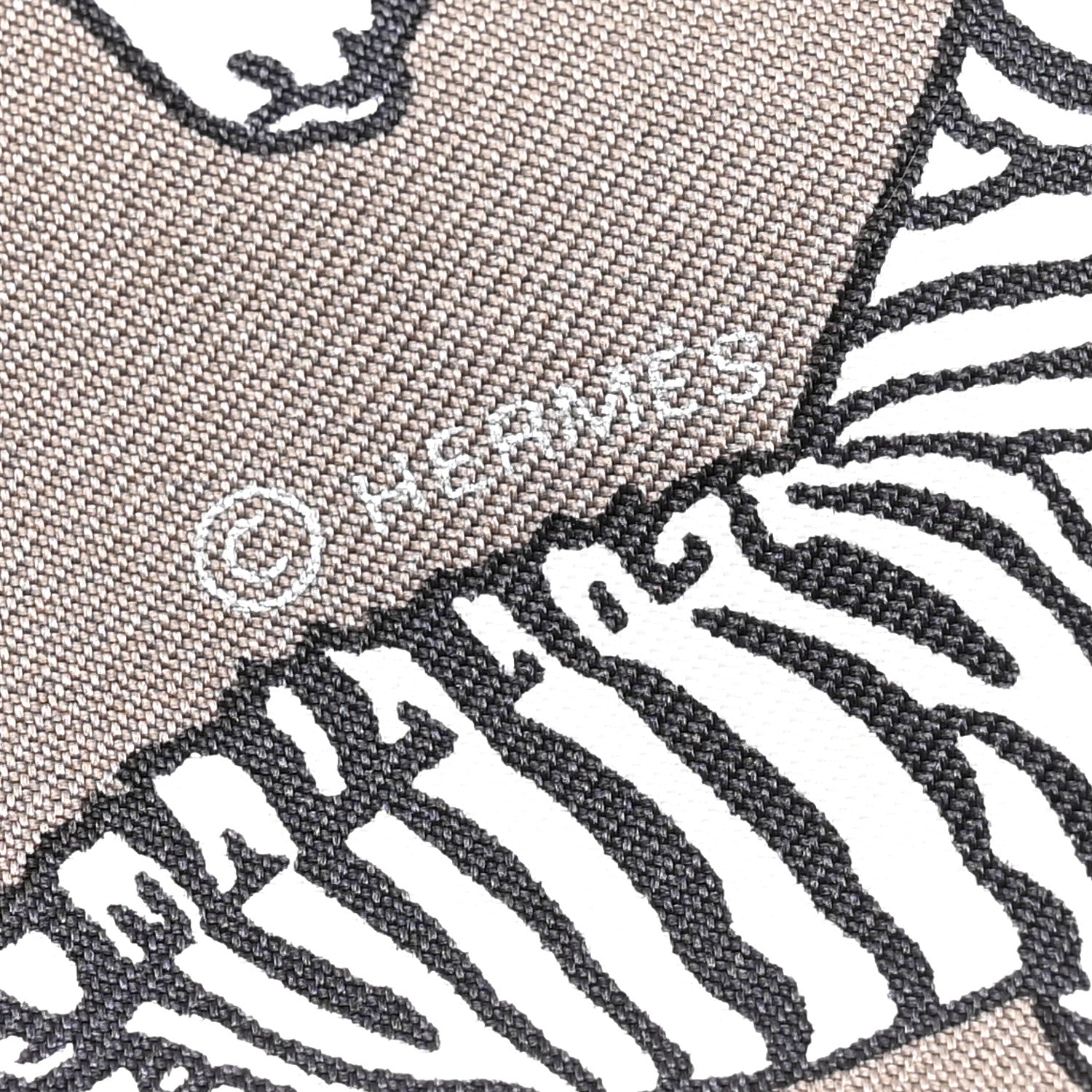 Hermes Silk Les Zebres Twilly Gris Taupe Black White 4 of 5