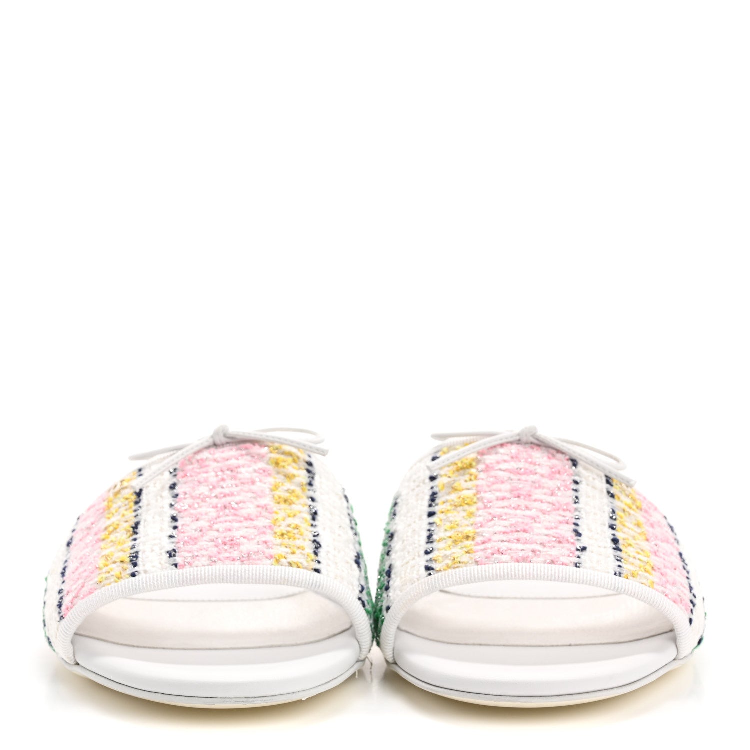 Chanel Tweed Lambskin CC Mules 40.5 White Multicolor 3 of 10