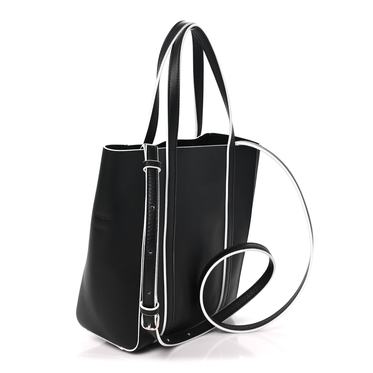 Balenciaga Smooth Calfskin Logo Double Sided XXS Everyday Tote Black White 3 of 9